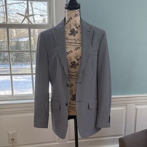Tommy Hilfiger Blue and White Gingham Checkered Blazer Sz S
